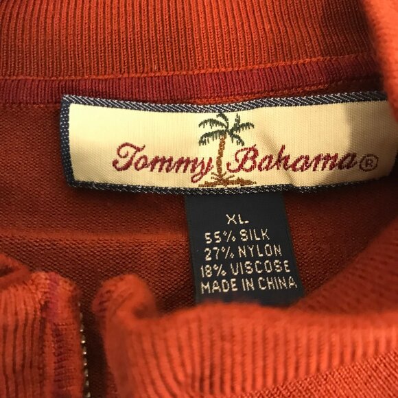 TOMMY BAHAMA BURNT ORANGE 1/4 ZIP SILK BLEND SHIRT SIZE XL - Picture 4 of 8